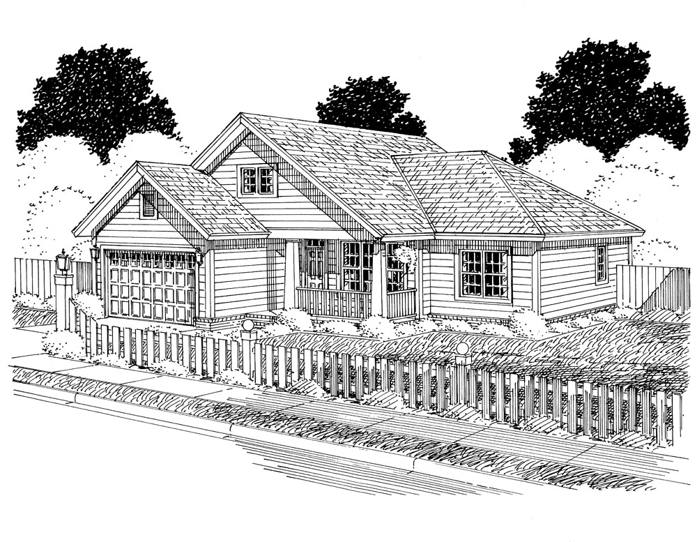 Front View of this 3-Bedroom, 1272 Sq Ft Plan - 178-1301
