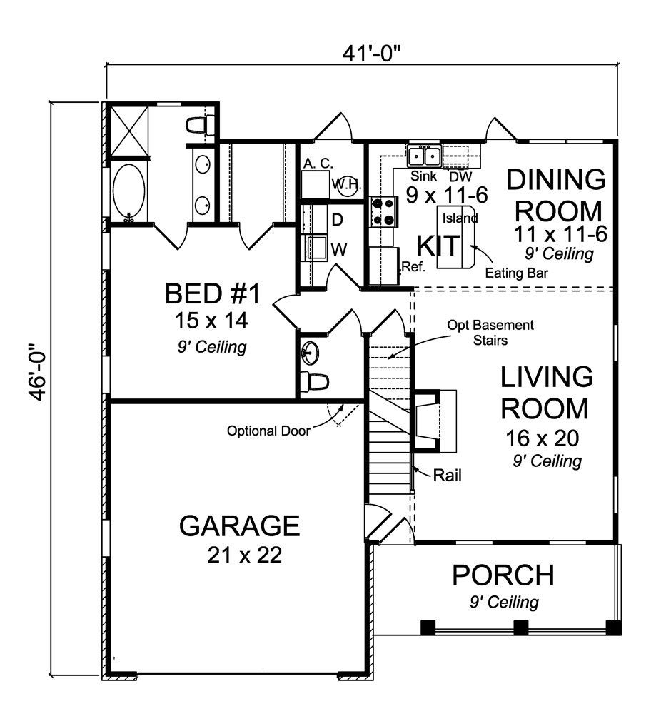 Floor Plan First Story of Country Plan #178-1302