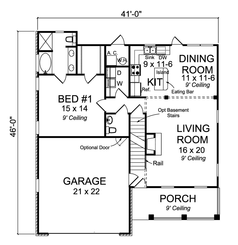 Floor Plan First Story of Country Plan #178-1303