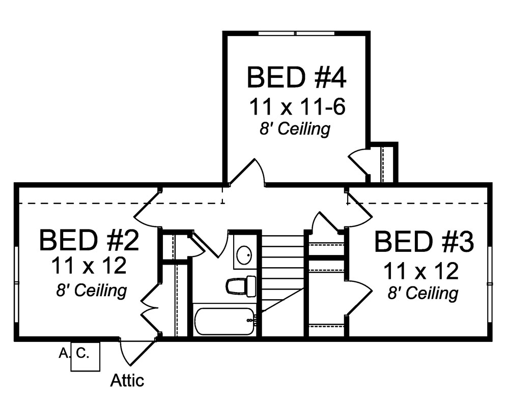 Floor Plan Second Story of Country Plan #178-1303