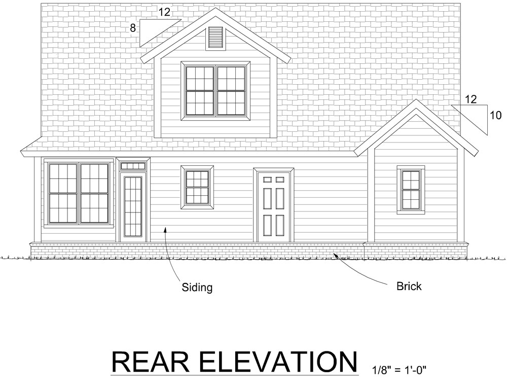 Home Plan Rear Elevation of this 4-Bedroom,1692 Sq Ft Plan -178-1303