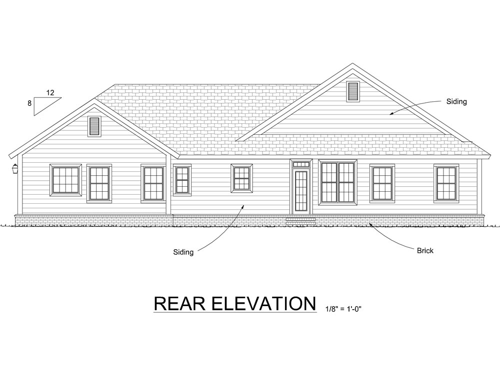 Home Plan Rear Elevation of this 4-Bedroom,1966 Sq Ft Plan -178-1304