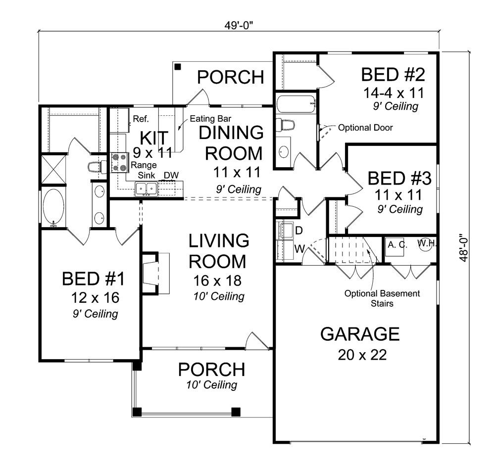 Floor Plan First Story of Traditional Plan #178-1306