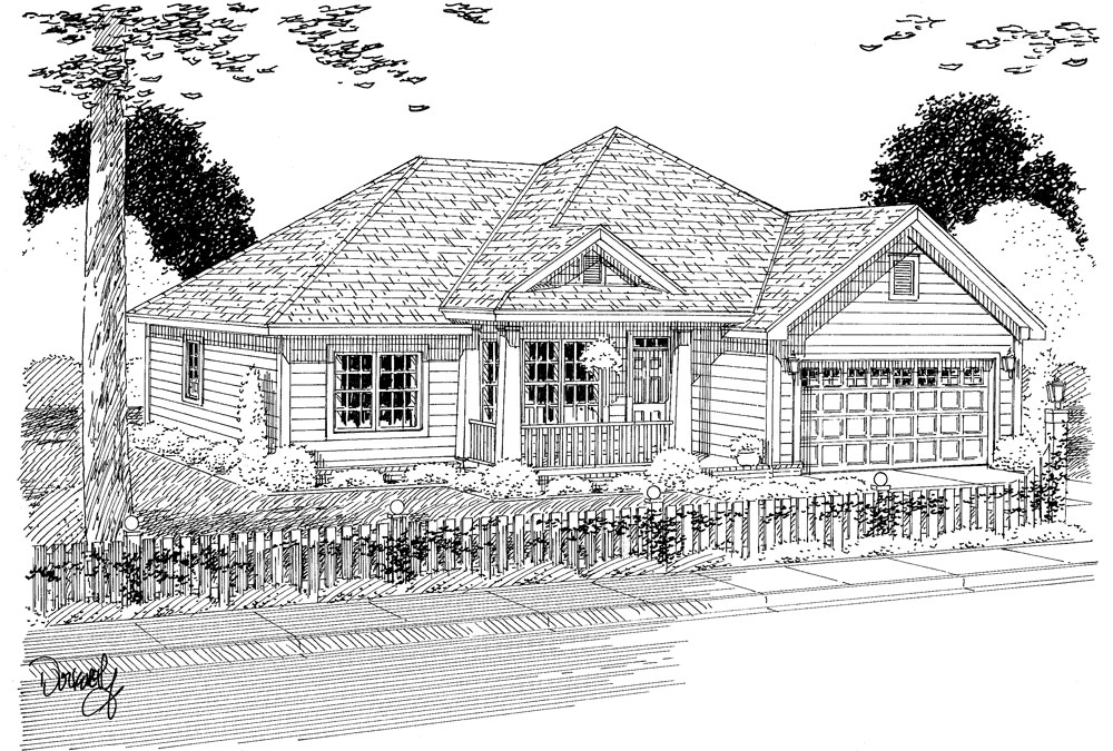 Front View of this 3-Bedroom, 1360 Sq Ft Plan - 178-1306