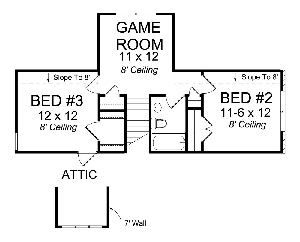 Floor Plan Second Story of Traditional Plan #178-1307