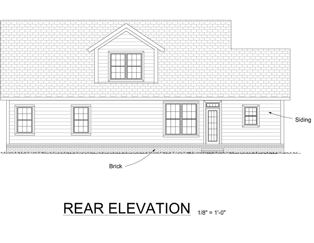 Home Plan Rear Elevation of this 3-Bedroom,1919 Sq Ft Plan -178-1307