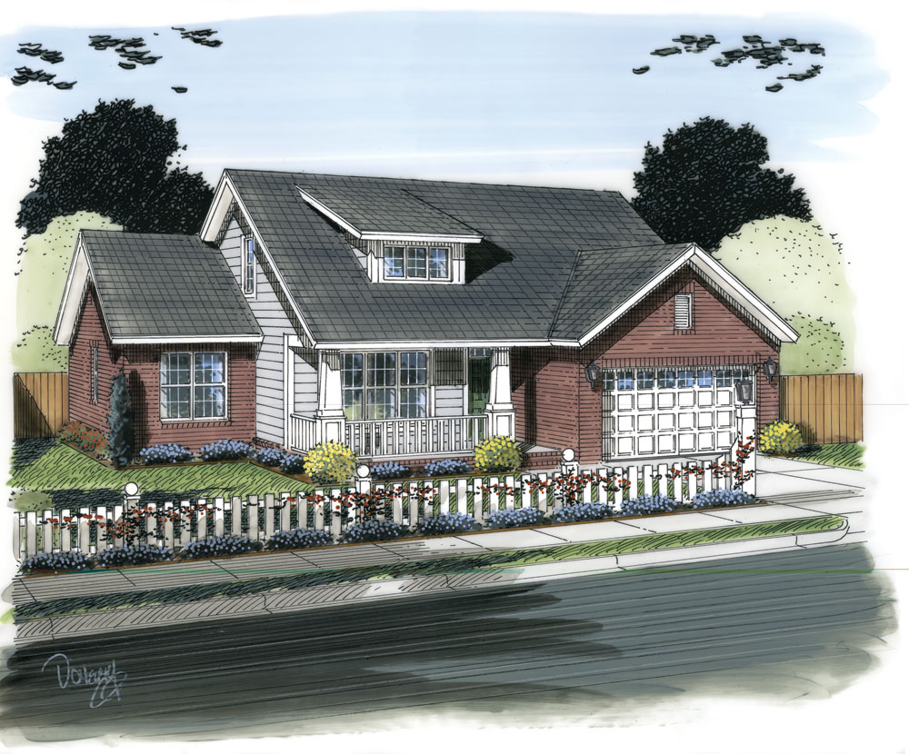 Front elevation of Traditional home (ThePlanCollection: House Plan #178-1307)