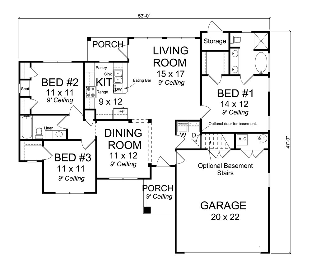 Floor Plan First Story of Traditional Plan #178-1308