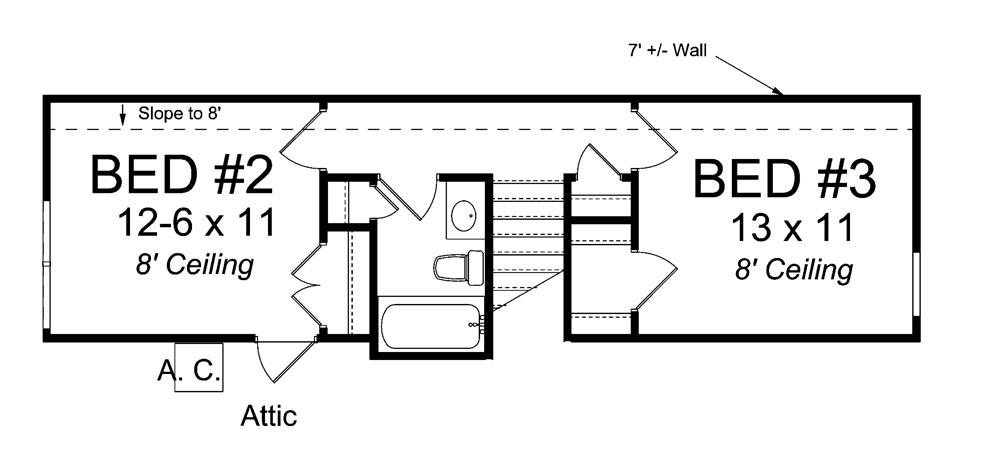 Floor Plan Second Story of Traditional Plan #178-1309