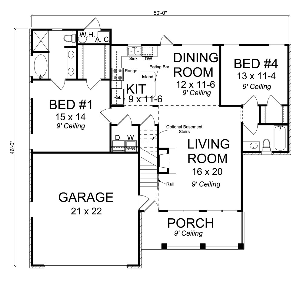 Floor Plan First Story of Traditional Plan #178-1309