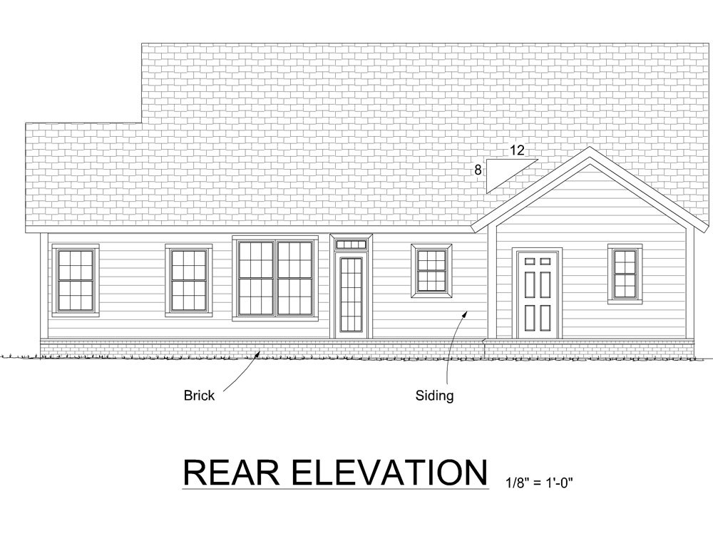 Home Plan Rear Elevation of this 4-Bedroom,1782 Sq Ft Plan -178-1309