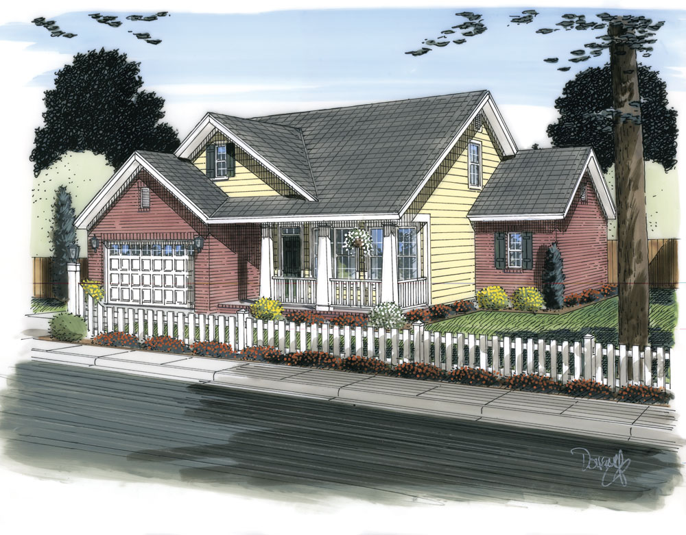 Front elevation of Traditional home (ThePlanCollection: House Plan #178-1309)