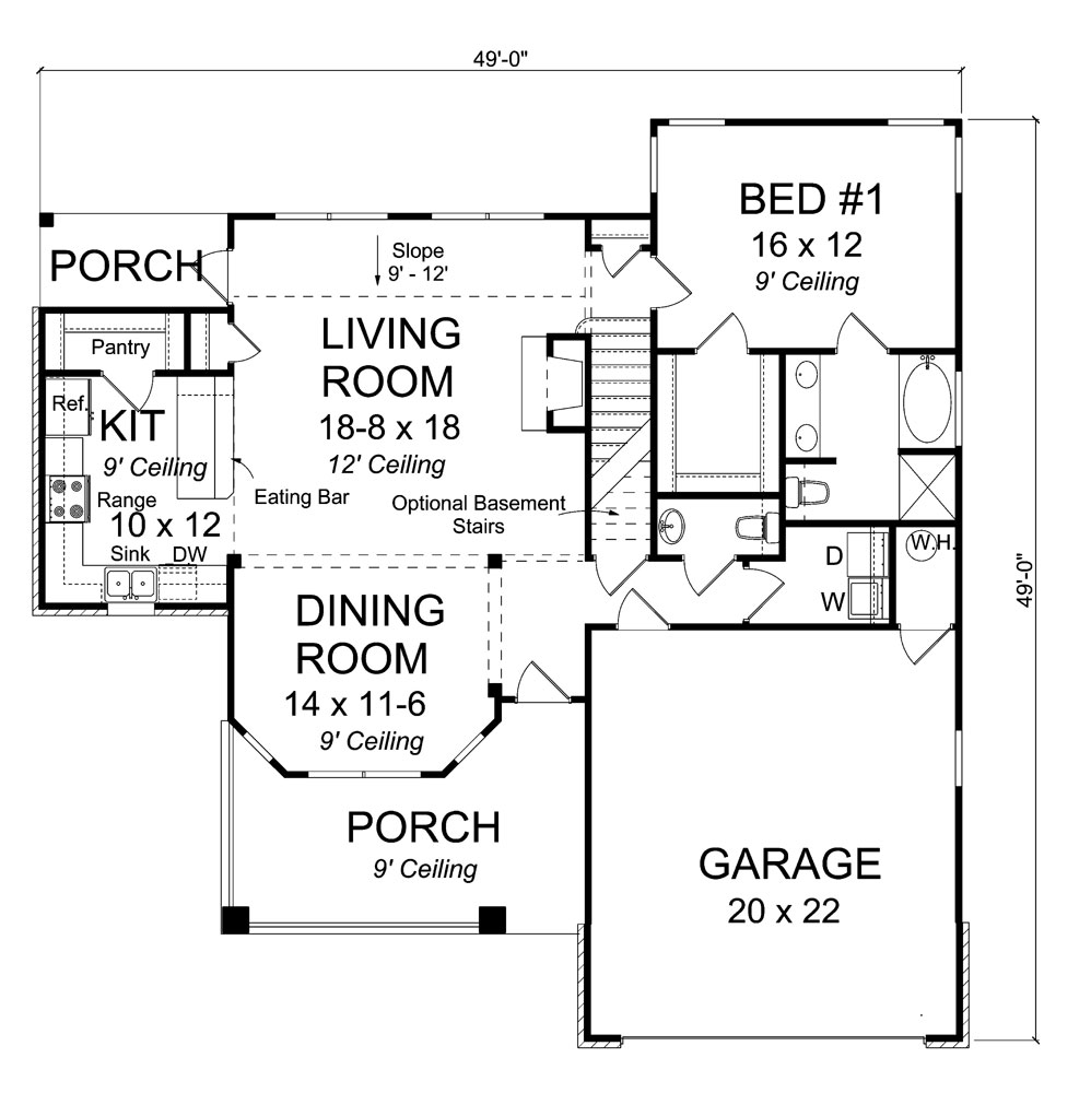 Floor Plan First Story of Traditional Plan #178-1310