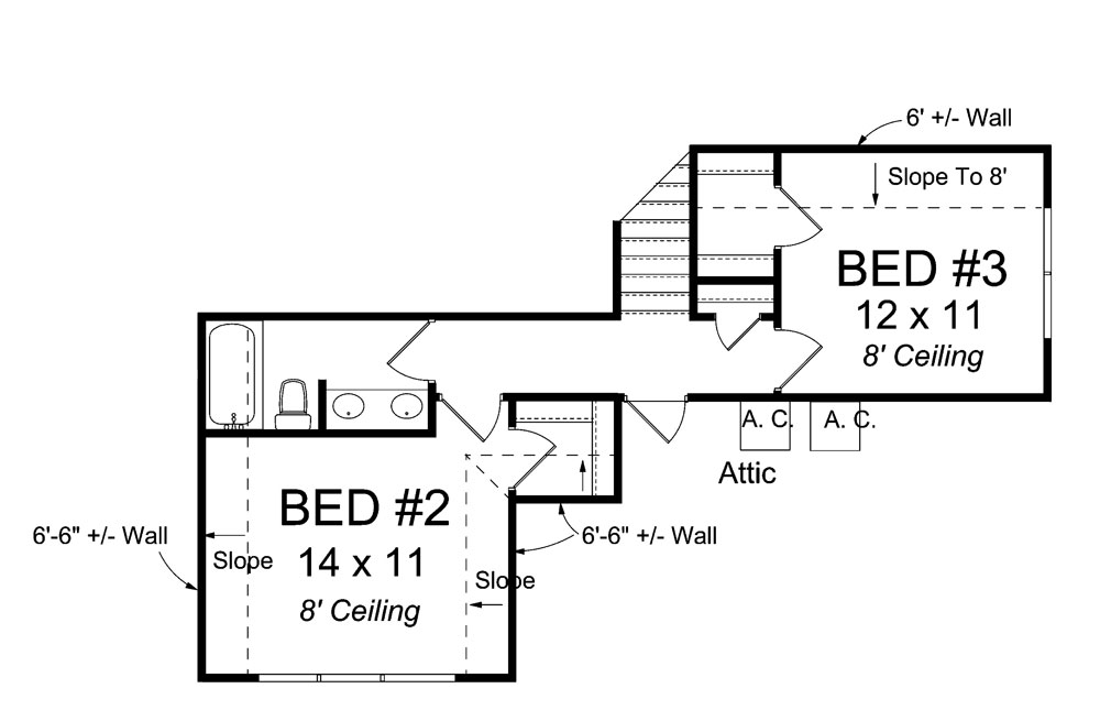 Floor Plan Second Story of Traditional Plan #178-1310