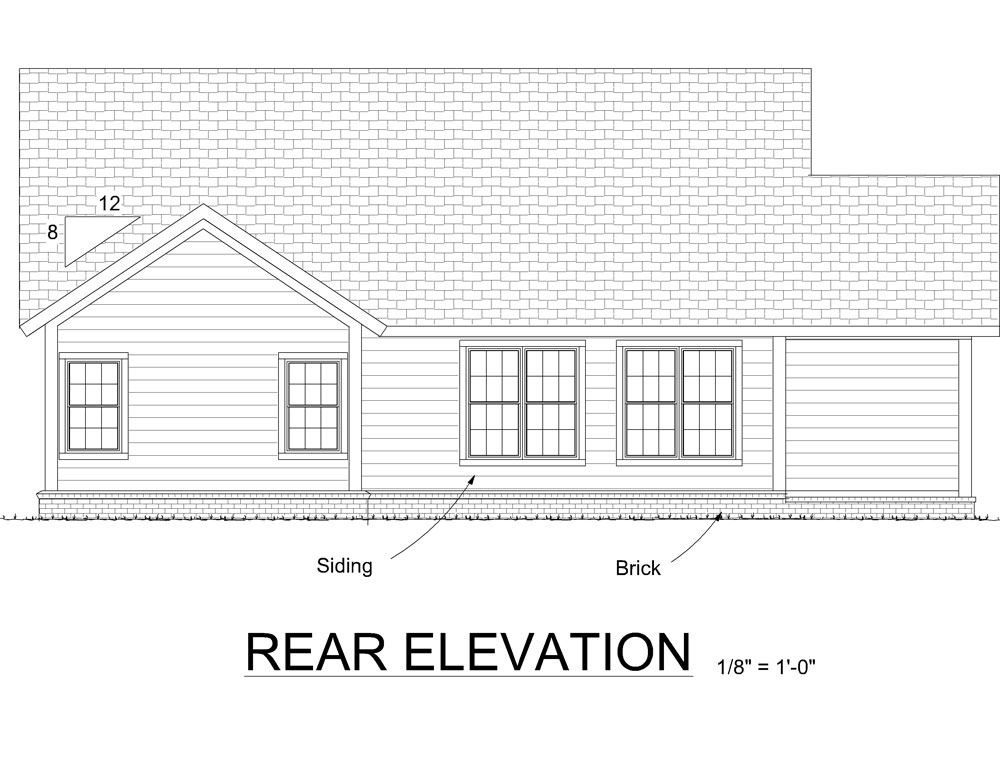 Home Plan Rear Elevation of this 3-Bedroom,1695 Sq Ft Plan -178-1310