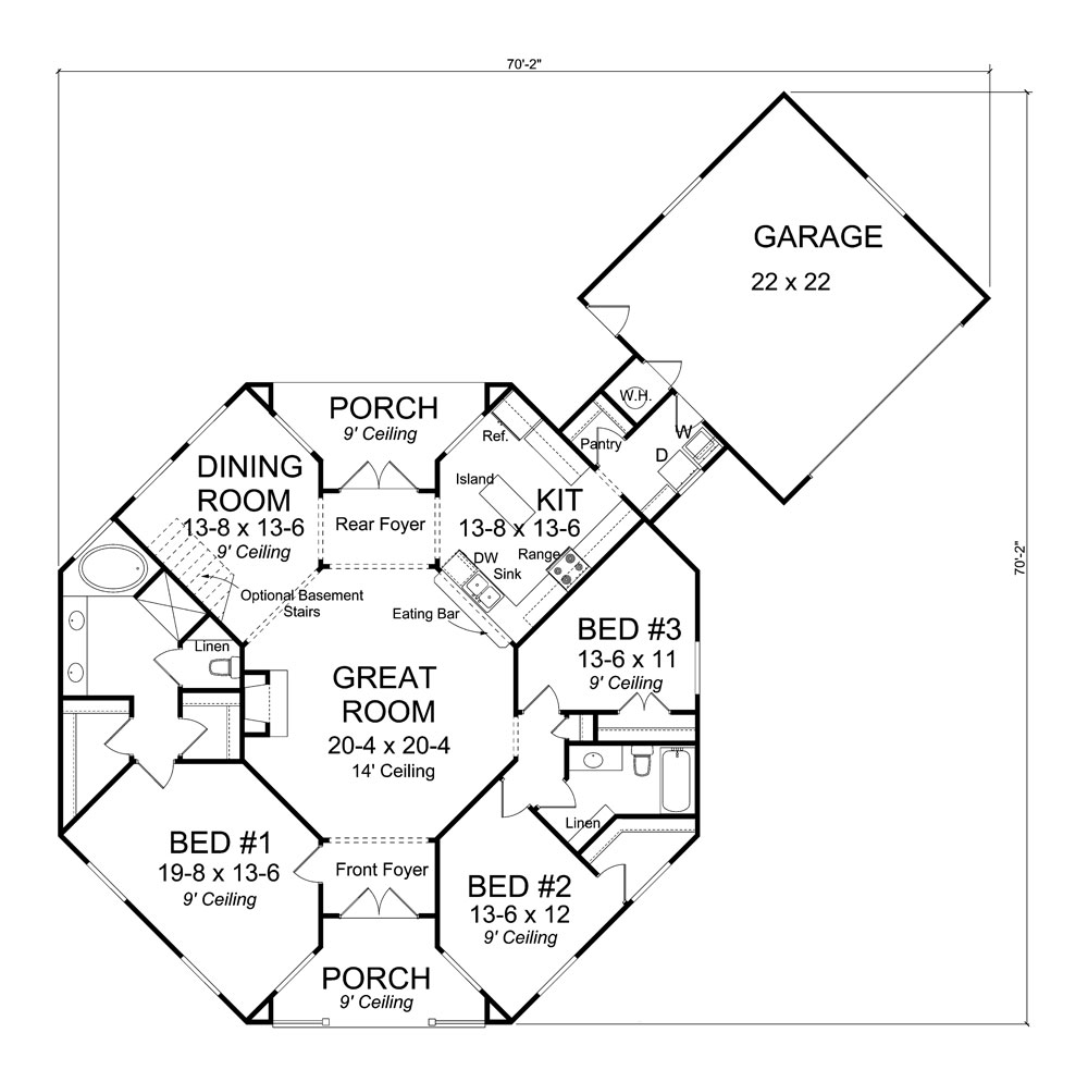 Floor Plan First Story of Ranch Plan #178-1311