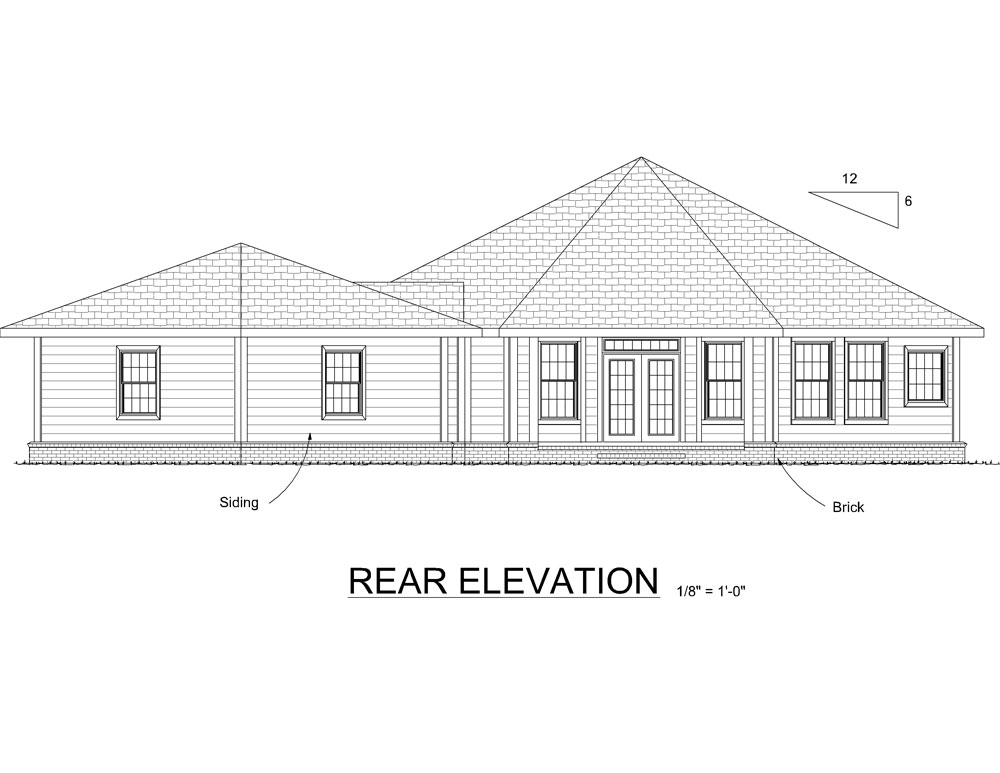 Home Plan Rear Elevation of this 3-Bedroom,1793 Sq Ft Plan -178-1311