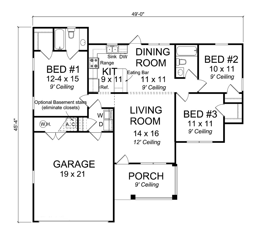 Floor Plan First Story of Traditional Plan #178-1312