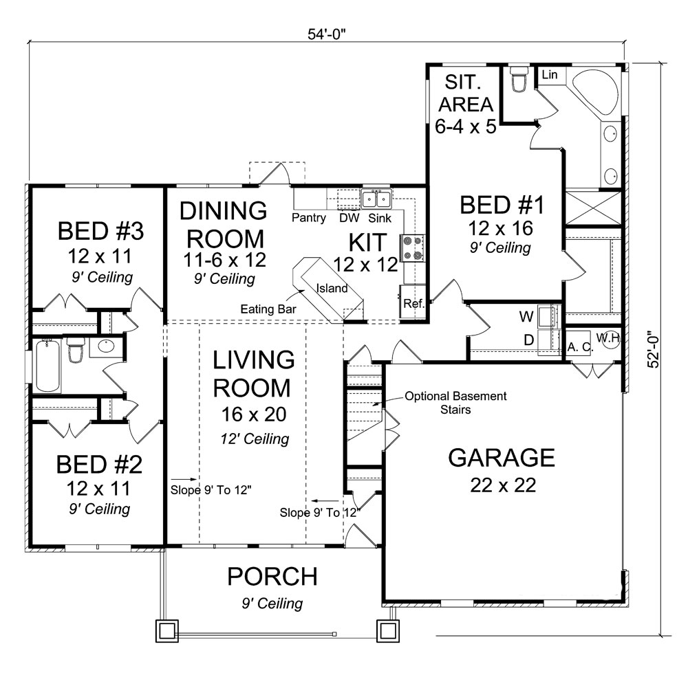 Floor Plan First Story of Ranch Plan #178-1315