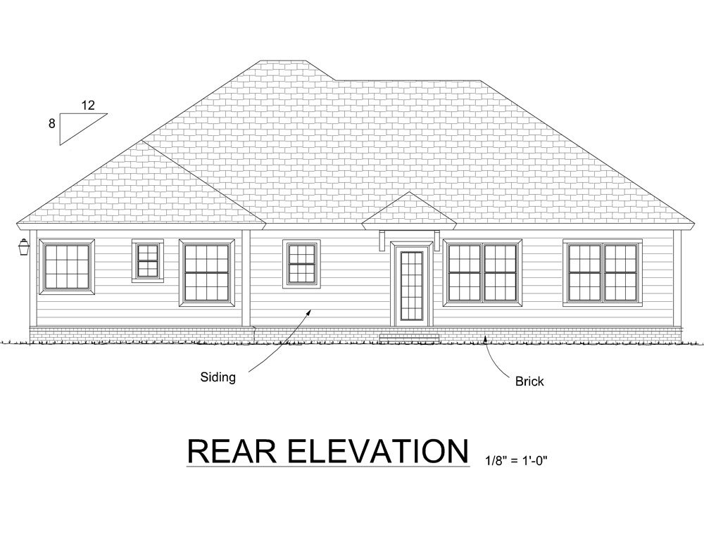 Home Plan Rear Elevation of this 3-Bedroom,1568 Sq Ft Plan -178-1315