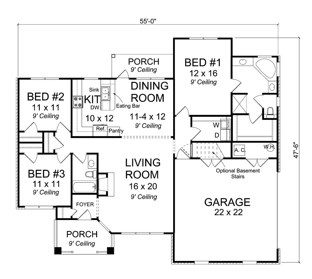 Floor Plan First Story of Traditional Plan #178-1316