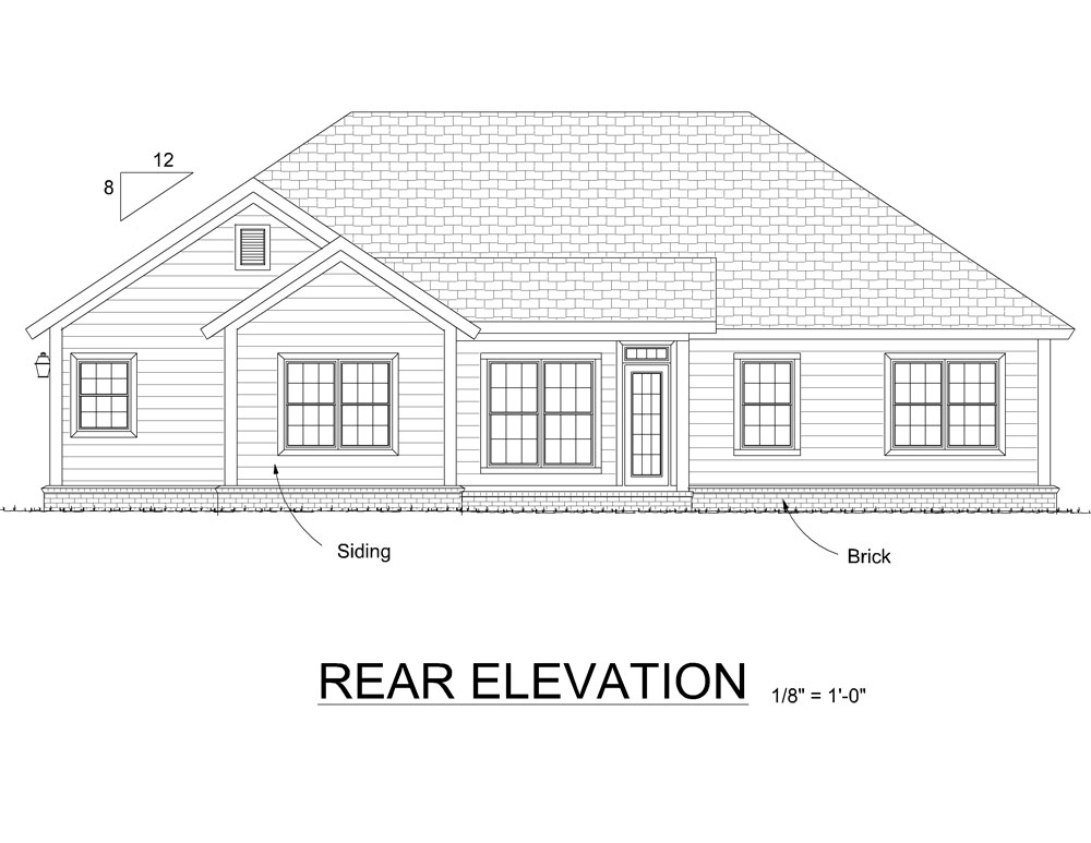 Home Plan Rear Elevation of this 3-Bedroom,1616 Sq Ft Plan -178-1317