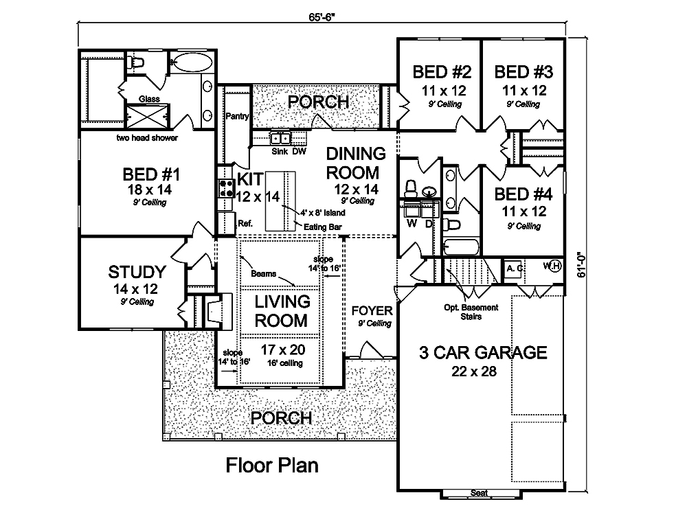 Floor Plan First Story of Cottage Plan #178-1320