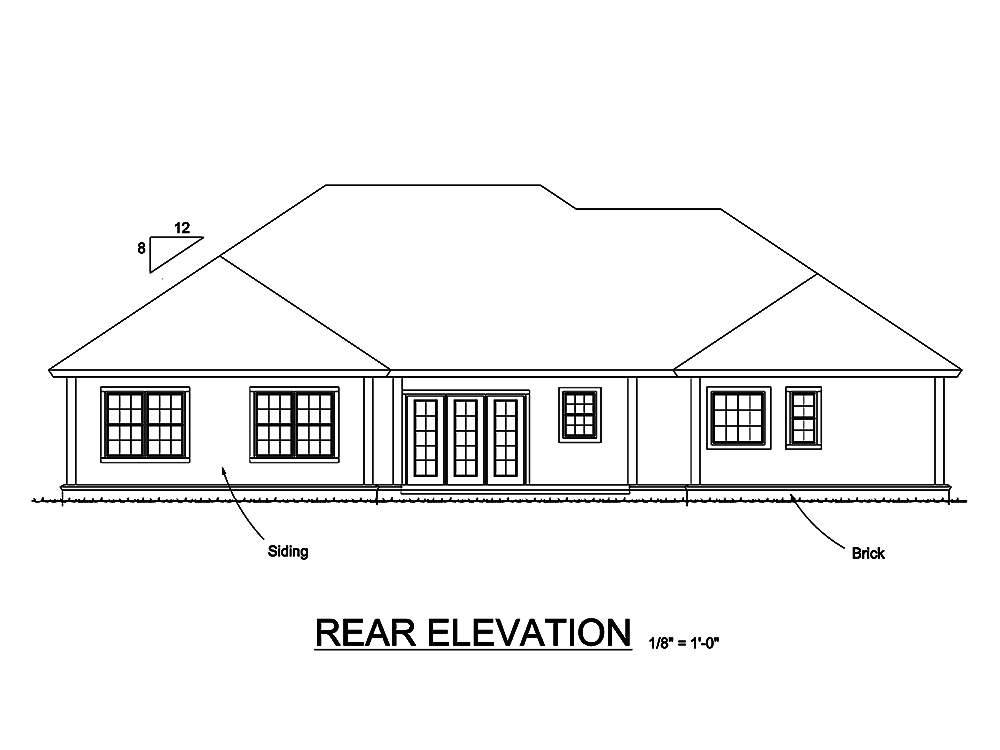 Home Plan Rear Elevation of this 4-Bedroom,2265 Sq Ft Plan -178-1320