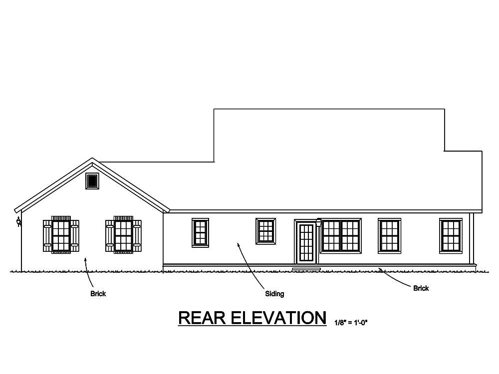 Home Plan Rear Elevation of this 4-Bedroom,2198 Sq Ft Plan -178-1321
