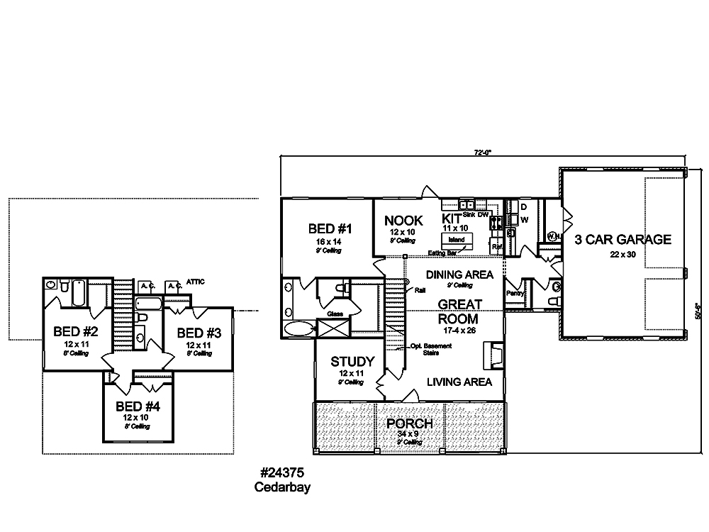 Floor Plan First Story of Cottage Plan #178-1321