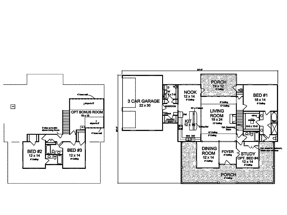 Floor Plan First Story of Cottage Plan #178-1322