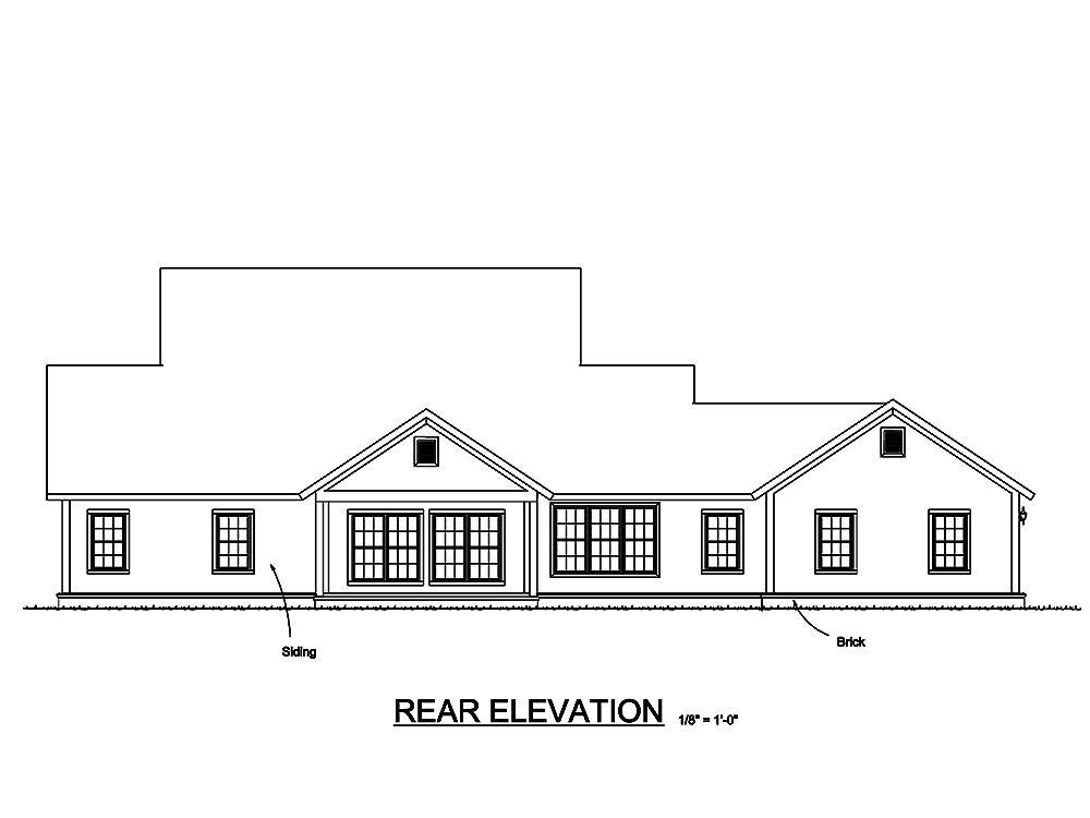 Home Plan Rear Elevation of this 4-Bedroom,2796 Sq Ft Plan -178-1322
