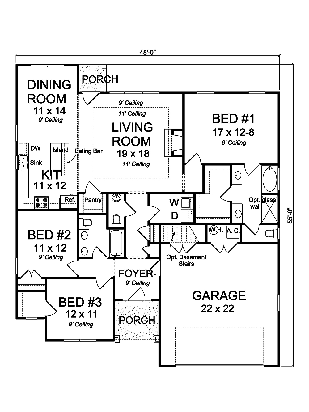 Floor Plan First Story of Cottage Plan #178-1323