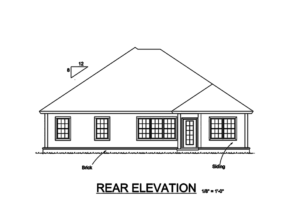 Home Plan Rear Elevation of this 3-Bedroom,1709 Sq Ft Plan -178-1323