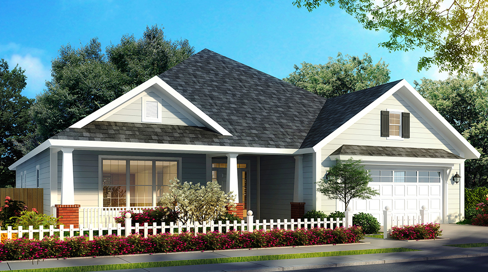 Front elevation of Cottage home (ThePlanCollection: House Plan #178-1324)