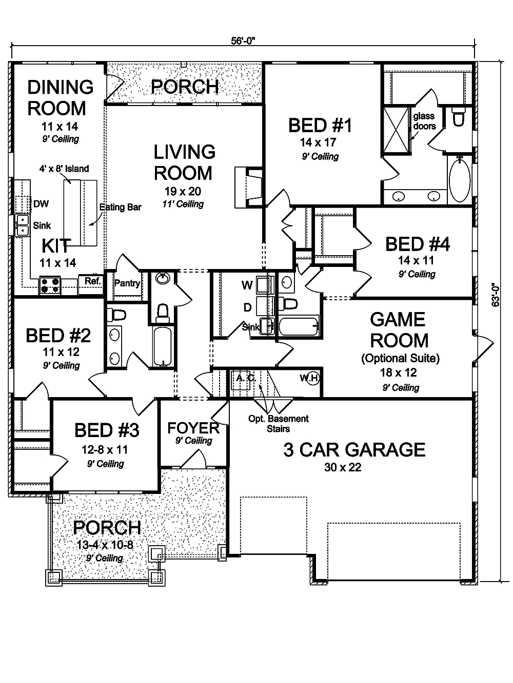 Floor Plan First Story of Craftsman Plan #178-1325