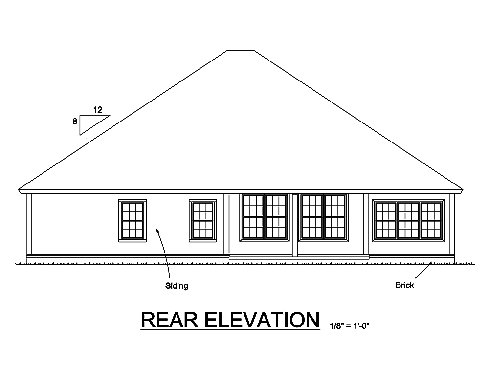 Home Plan Rear Elevation of this 4-Bedroom,2425 Sq Ft Plan -178-1325