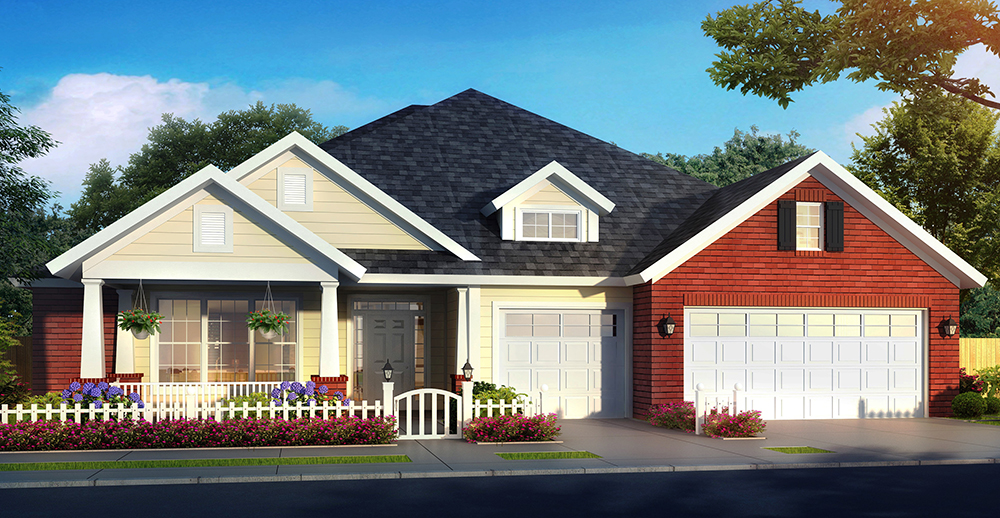 Front elevation of Craftsman home (ThePlanCollection: House Plan #178-1325)