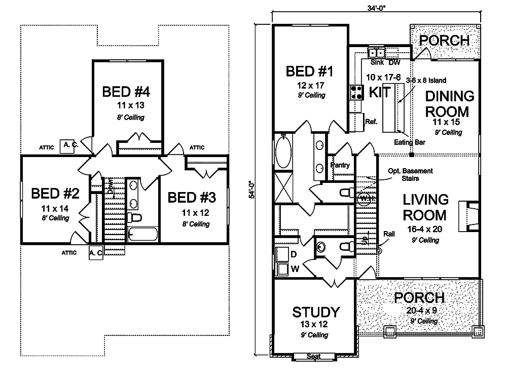 Floor Plan First Story of Craftsman Plan #178-1326