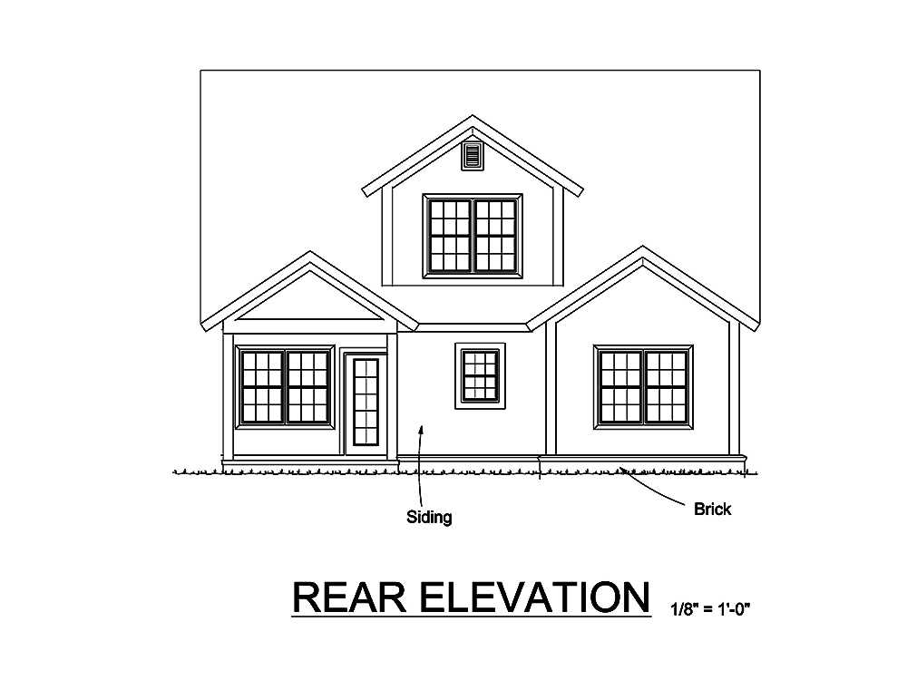 Home Plan Rear Elevation of this 4-Bedroom,2167 Sq Ft Plan -178-1326