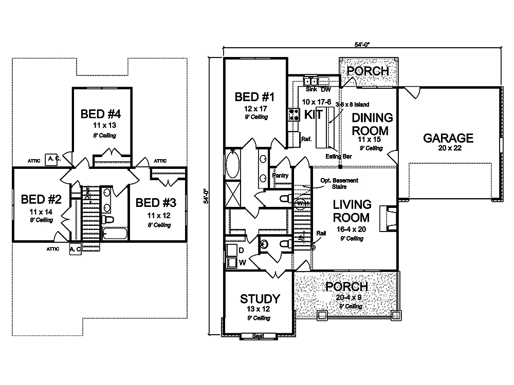 Floor Plan First Story of Craftsman Plan #178-1327
