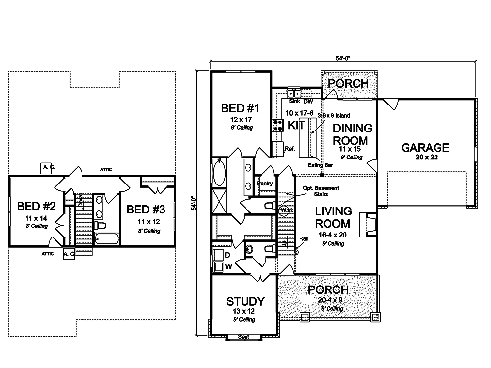 Floor Plan First Story of Craftsman Plan #178-1329