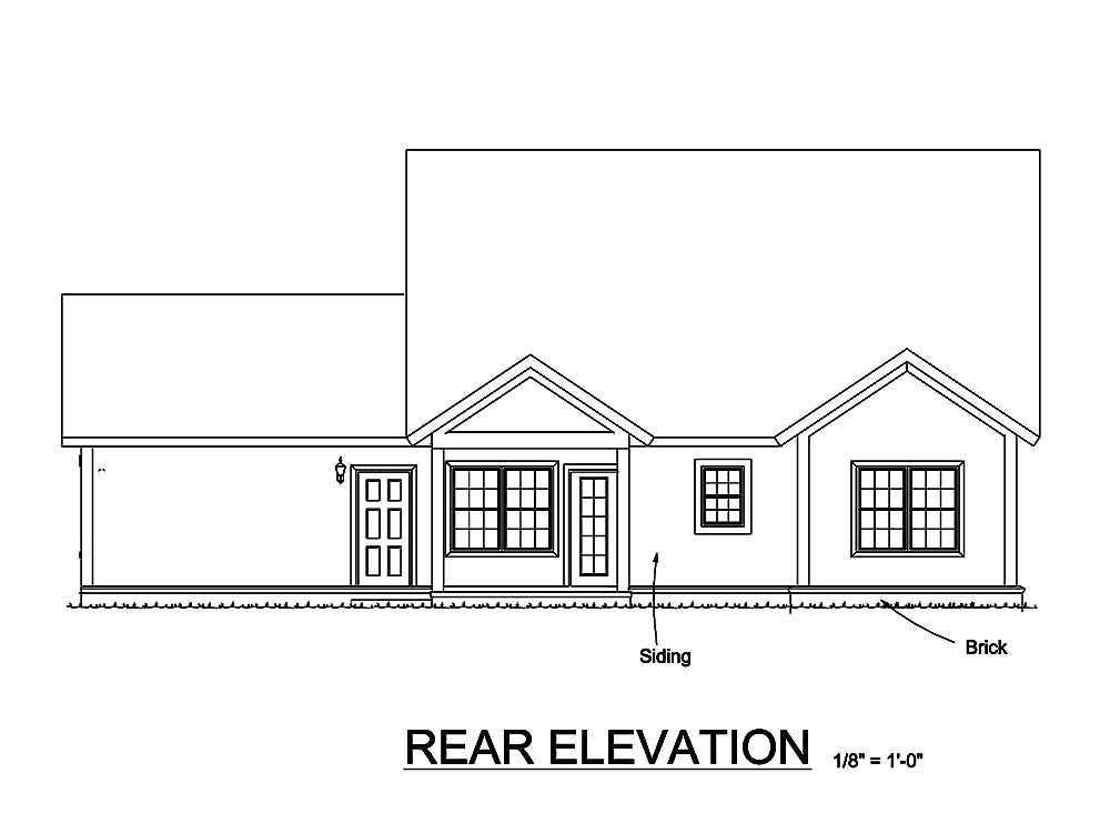 Home Plan Rear Elevation of this 3-Bedroom,1986 Sq Ft Plan -178-1329
