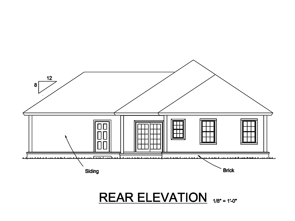 Home Plan Rear Elevation of this 4-Bedroom,2062 Sq Ft Plan -178-1330
