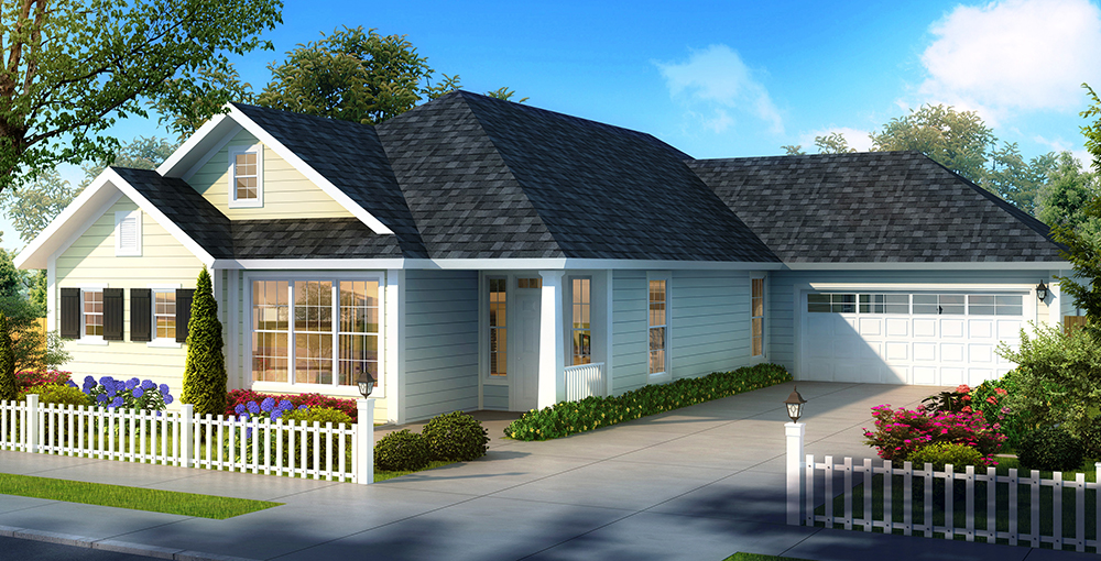Front elevation of Cottage home (ThePlanCollection: House Plan #178-1330)