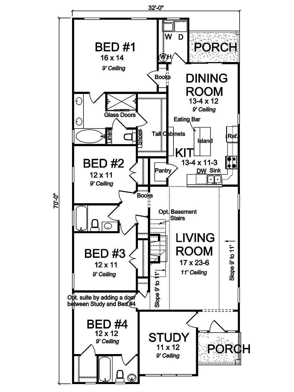 Floor Plan First Story of Cottage Plan #178-1331