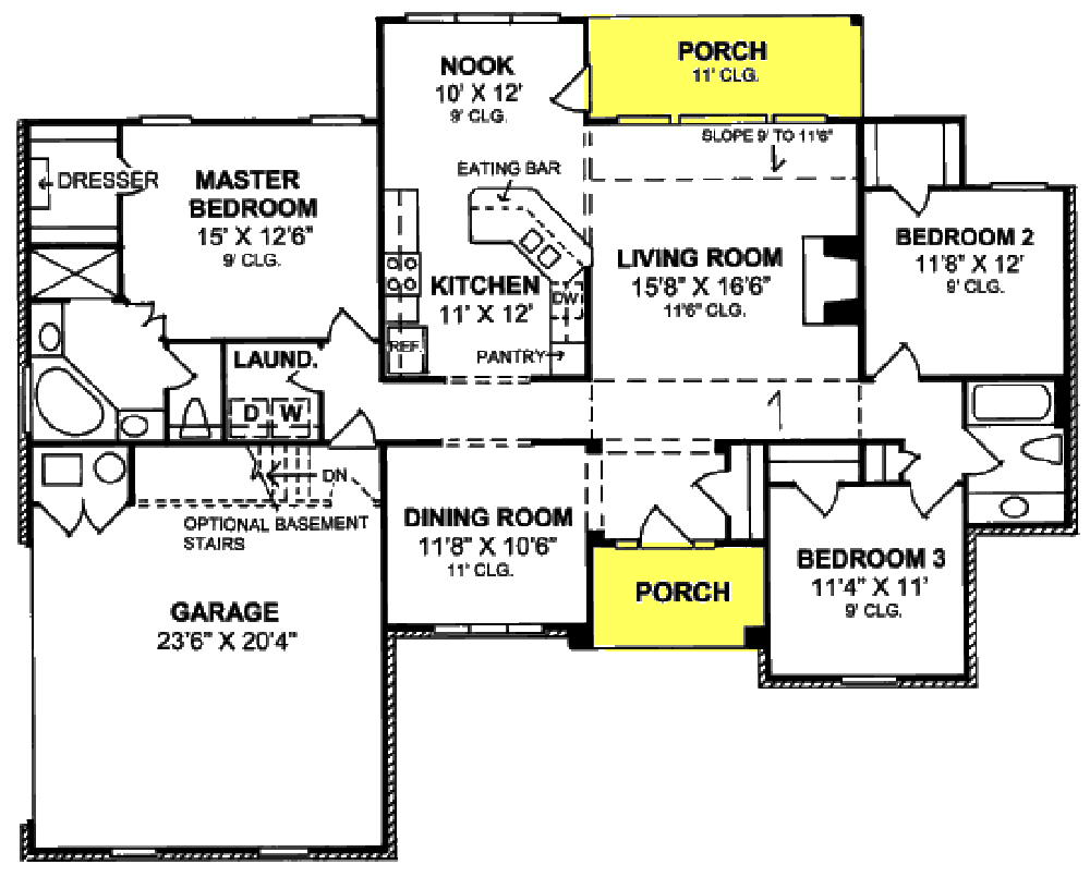 Floor Plan First Story of Traditional Plan #178-1333