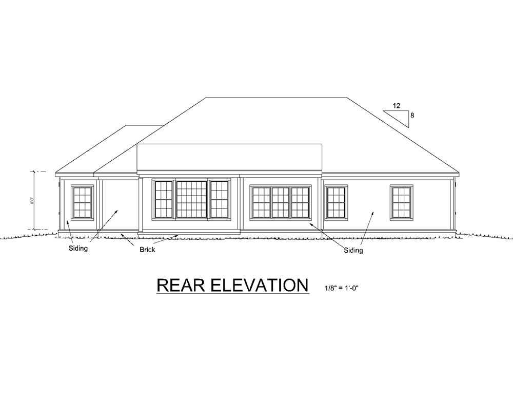 Home Plan Rear Elevation of this 3-Bedroom,1597 Sq Ft Plan -178-1333