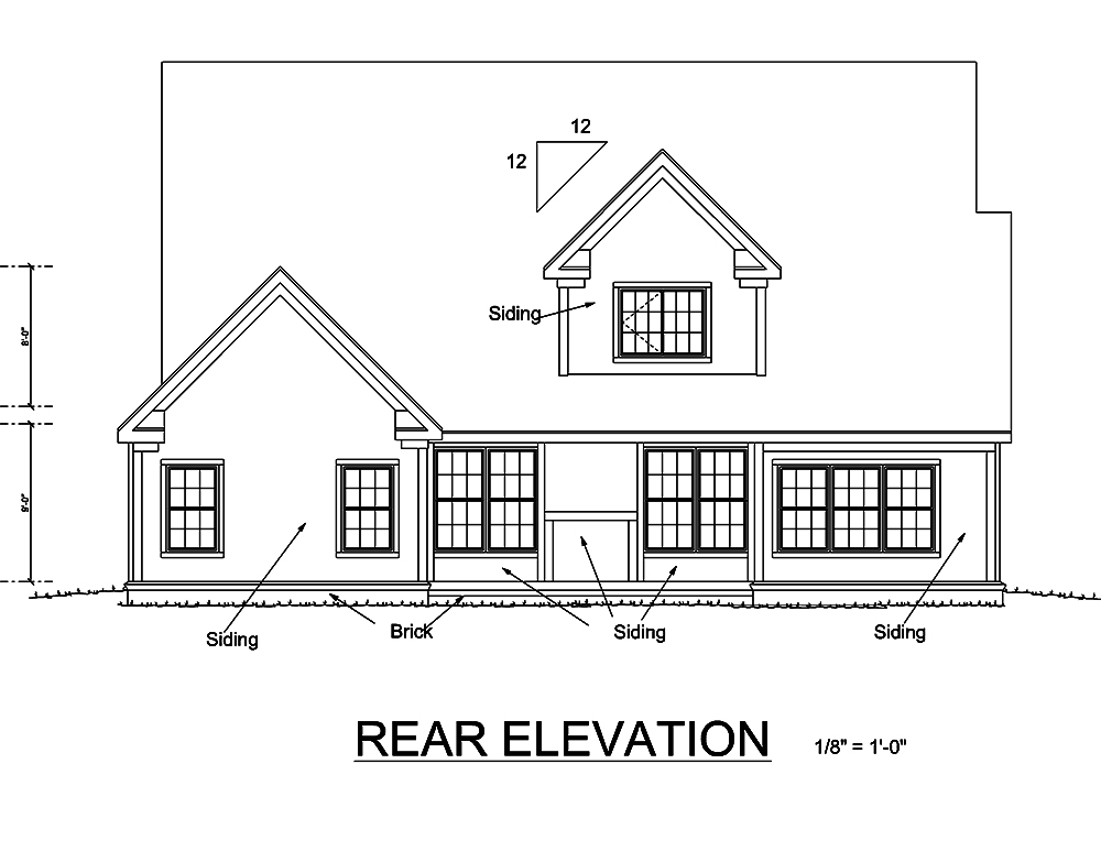 Home Plan Rear Elevation of this 4-Bedroom,2180 Sq Ft Plan -178-1334