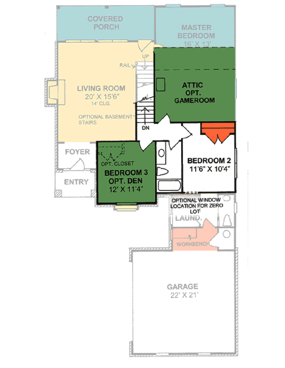 Floor Plan Second Story of Traditional Plan #178-1335